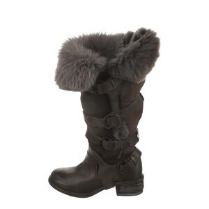 All Saints Leather and Fox Fur Boots